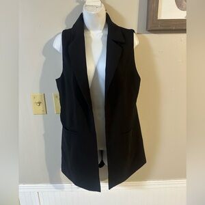 Rachel Zoe Black Sleeveless Longline Blazer Vest